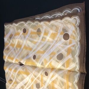 Vintage Geometric Patterned Sheer Scarf in Brown and Yellow‎